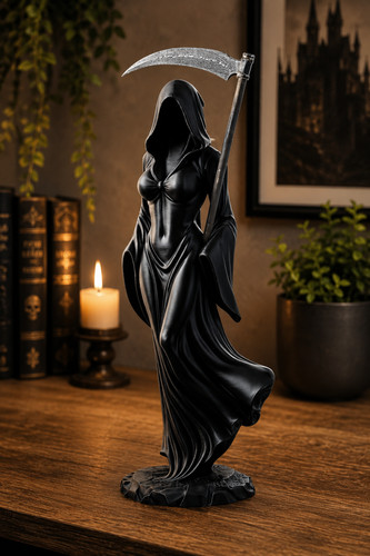Female grim reaper statue - female, –