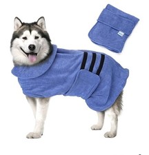 Nobleza Dog Towel Robe Drying Super Absorbent Adjustable For Large Dog Cat Blue
