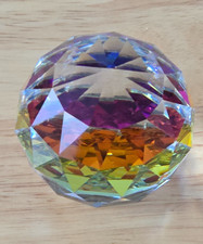 Faceted Paperweight - Swarovski Style Ball  Showing Many Colours.