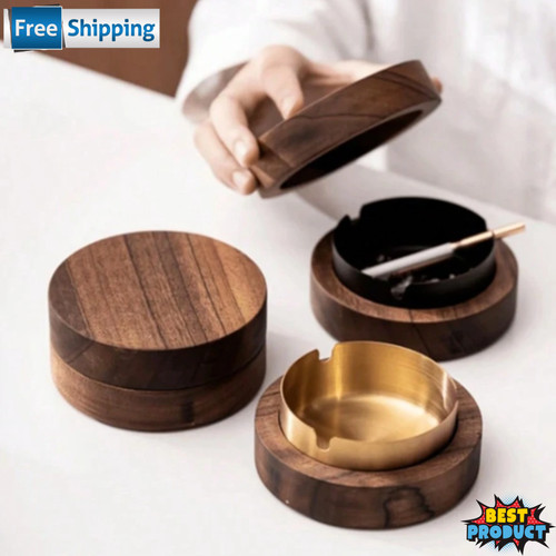 Wooden ashtray with - ashtray,