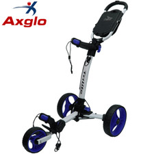 AXGLO 2025 TRILITE 3 WHEELED GOLF PUSH TROLLEY +FREE ACCESSORY PACK - WHITE/BLUE