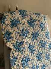 Antique Fabric French Toile & Ikat Valance Panel Vintage Teal Blue Pelmet, RARE