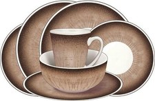 Camping Caravan Stone Melamine 16pc Dining Dinner Set 100% Melamine