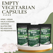 Empty capsules size 0 00 1 vegetarian Vegan Pharmaceutical, Halal, Kosher, Clear