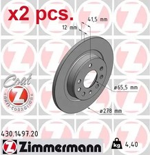X2 PCS REAR BRAKE DISC ROTOS X2 PCS SET 430.1497.20 ZIMMERMANN I