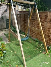 Wooden single swing set - wooden,