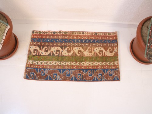 Vintage hand knotted mini rug - hand,