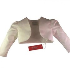 GIRLS WHITE SATIN BOLERO JACKET KIDS IVORY SHRUG FLOWER GIRL BRIDESMAID WEDDING