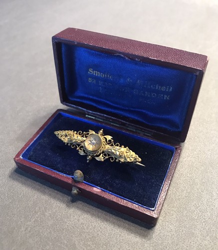 Antique 15ct gold diamond bar - gold,