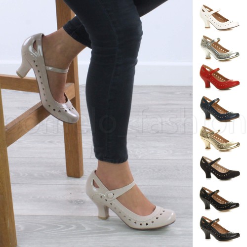 Womens ladies mid heel mary - mid,