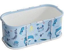 120cm Foldable Bathtub, Extra Wide Freestanding Soaking Tub with Plastic Frame