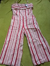 🛍️OASIS Women's Stylish Summer viscose Linen Jumpsuit Size UK 12,RRP£60