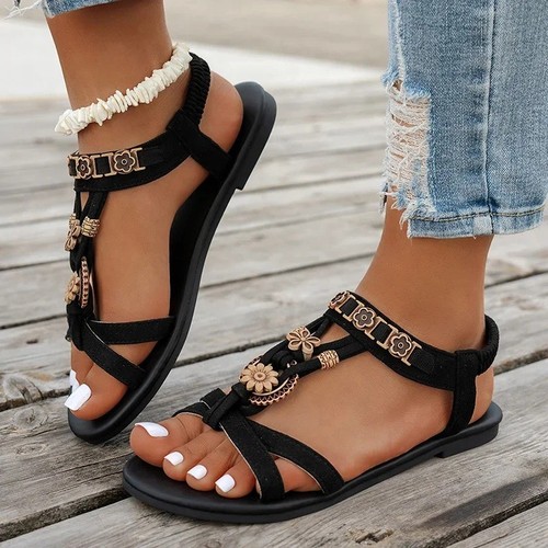 Women bohemian beaded - bohemian, flat