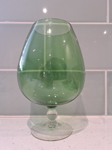 Green glass brandy balloon