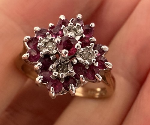 Vintage 9ct gold ruby diamond - vintage,
