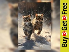 Running Kittens Oil Painting