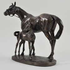 MARE AND FOAL SMALL 17.5CM COLD CAST BRONZE SCULPTURE BY DAVID GEENTY .GREAT.