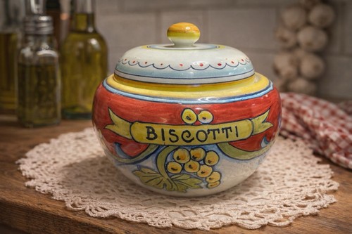 Deruta italian biscotti jar - deruta,