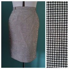 Vintage EASTEX 100% Wool Size 18 Fully Lined Dogtooth Pencil Skirt.GC