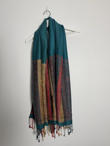 Pashmina teal paisley - paisley, shawl