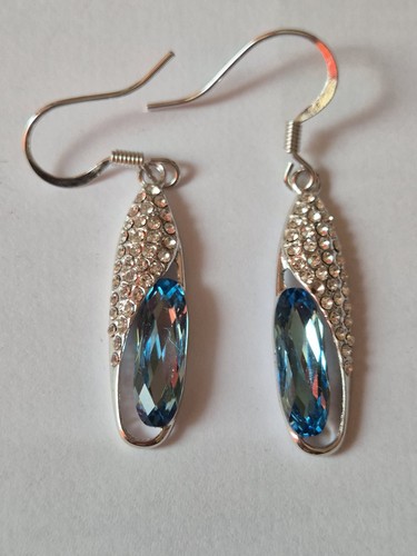 Blue clear crystal dangle - blue,