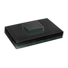 12pc Black 30cm x 20cm Glass Placemats & Coasters Set Table Place Mats Set
