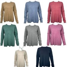 Womens Wool & Cashmere Crew Round Neck Knitted Warm Ladies Jumper Sweater