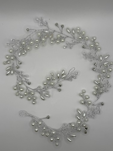 Silver pearl bridal long - bridal, hair