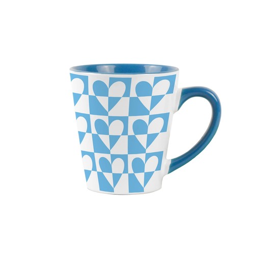 Geometric hearts small latte - geometric,