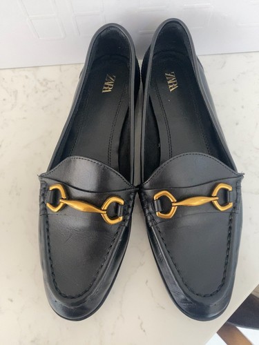 Zara leather loafers - leather, black