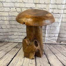 50cm x 35cm Wooden Mushroom Toadstool Sculpture Garden Teak Root Ornament Carved