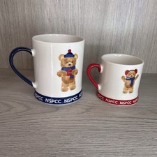 NSPCC Bear Mug x2 Ceramic Mugs Large & Mini Child’s Cup Tea Coffee Kitchenware 