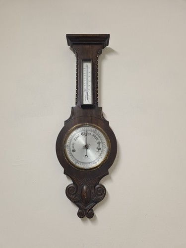 Vintage british wooden aneroid - vintage,