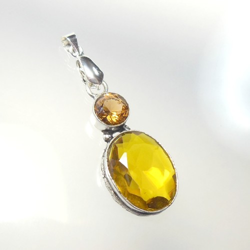 Citrine silver 925 pendant - silver,