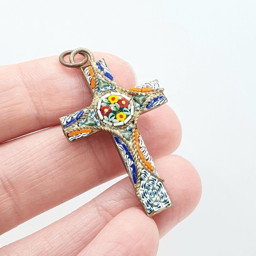 Antique micromosaic crucifix - micromosaic,