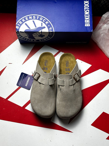 Birkenstock grey suede slip - birkenstock, slip-on