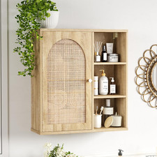 Boho Rattan Wall Cabinet with