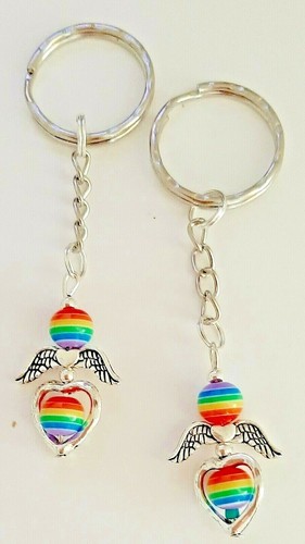 Rainbow guardian angel keyring - rainbow,