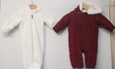 2x Baby Red/White Full Body Coat /Snow Suit 6-9months - CG C12