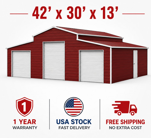 X30 x13 metal garage shed - 42'x30'x13',