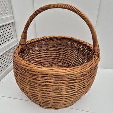 Vintage Wicker Rattan Shopping Basket Handle Display Decorative Rustic Large