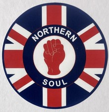 NORTHERN SOUL VINYL STICKER - NORTHERN SOUL UNION JACK FLAG -100MM DIA