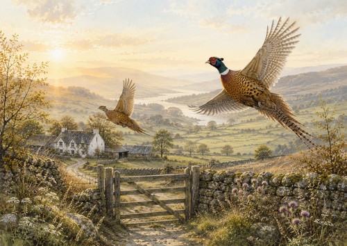 Flying pheasant print - a4,