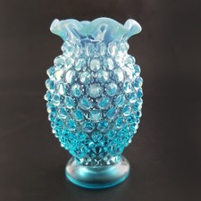 Fenton Blue Hobnail Glass Vase