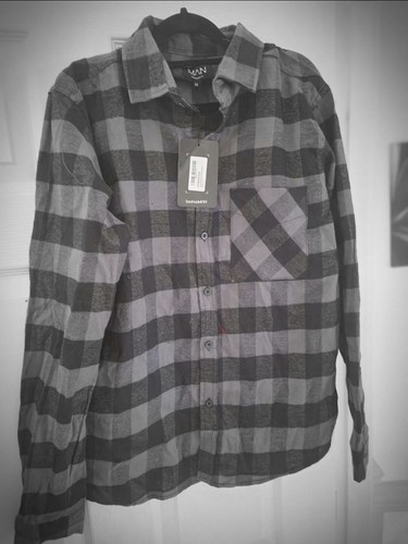 Men checkered shirt black - checkered,