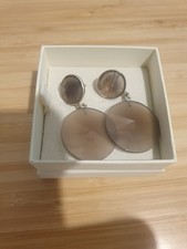 Lola Rose Vintage  grey quartz drop earrings Sterling Silver 