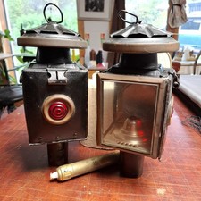Vintage Candle Light Coach Lamp with Red Lens for Railway or Road Carriage