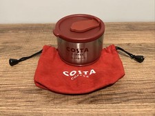 COSTA COFFEE STAINLESS STEEL PLASTIC COLLAPSIBLE TRAVEL MUG CUP POUCH 395ML