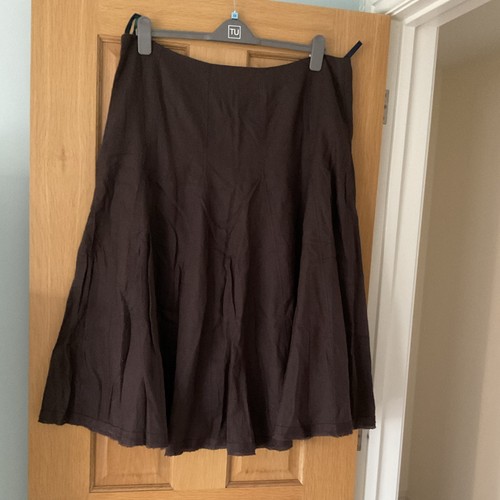 Boden brown linen - a-line, godet