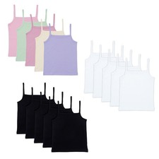 Girls 5 Pack Cami Vests Underwear Sleeveless Kids 100% Cotton Size 4-13 Years
